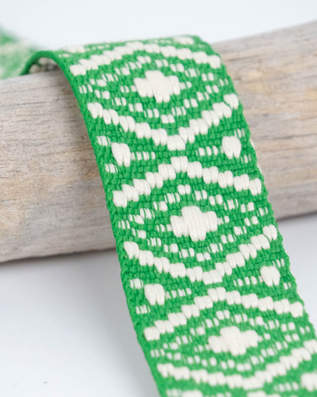 Sangle Fantaisie Losanges Vert Vif 38MM - Maison Klem